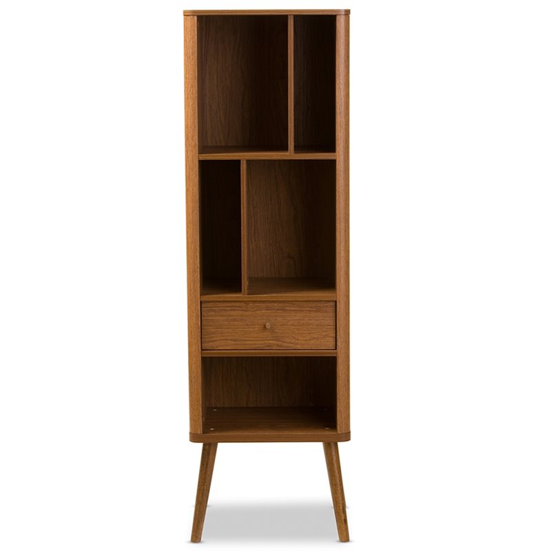 Scranton & Co Contemporary Open Shleves Bookcase in Warm Walnut