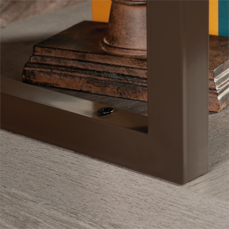 Scranton & Co Engineered Wood Desktop Hutch in Mystic Oak with Metal Frame