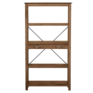 Scranton & Co 4-Shelf Bookcase with 2 Drawers in Rustic Oak Brown