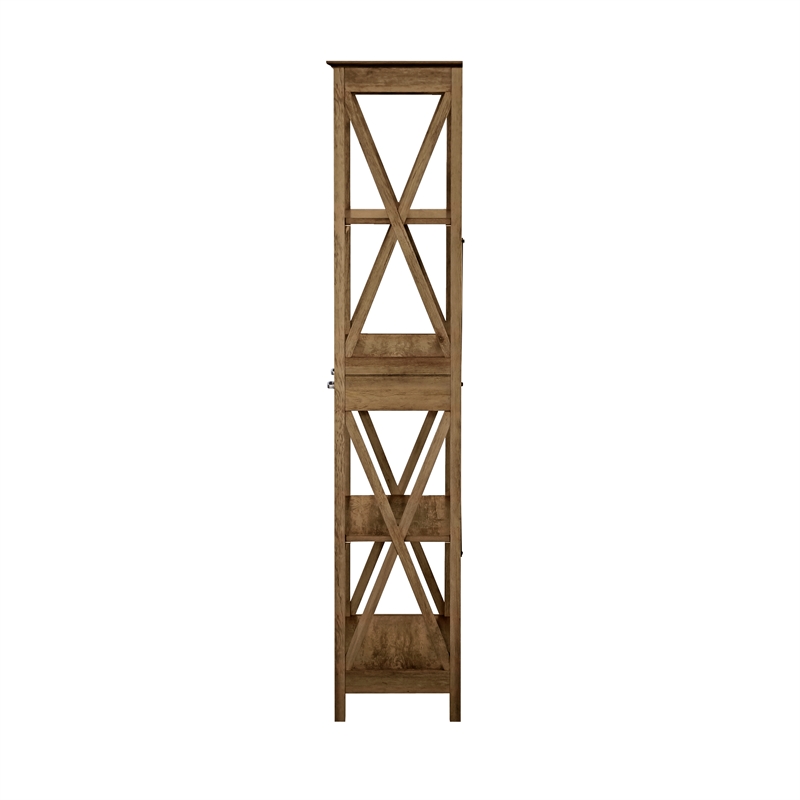 Scranton & Co 4-Shelf Bookcase with 2 Drawers in Rustic Oak Brown