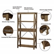 Scranton & Co 4-Shelf Bookcase with 2 Drawers in Rustic Oak Brown