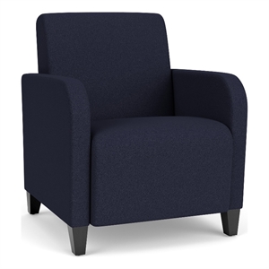 Scranton & Co Upholstered Guest Chair with Wood Legs in Black Steel and Navy