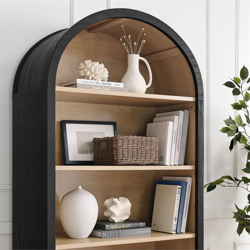 Scranton & Co Wide Arched 5-Tier Bookcase Display Cabinet in Black