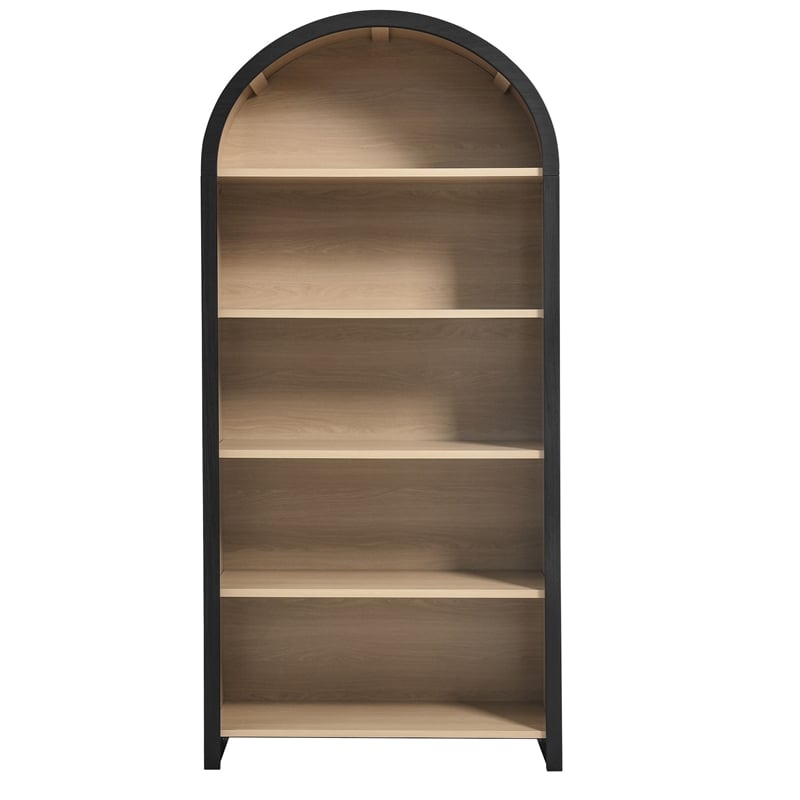 Scranton & Co Wide Arched 5-Tier Bookcase Display Cabinet in Black