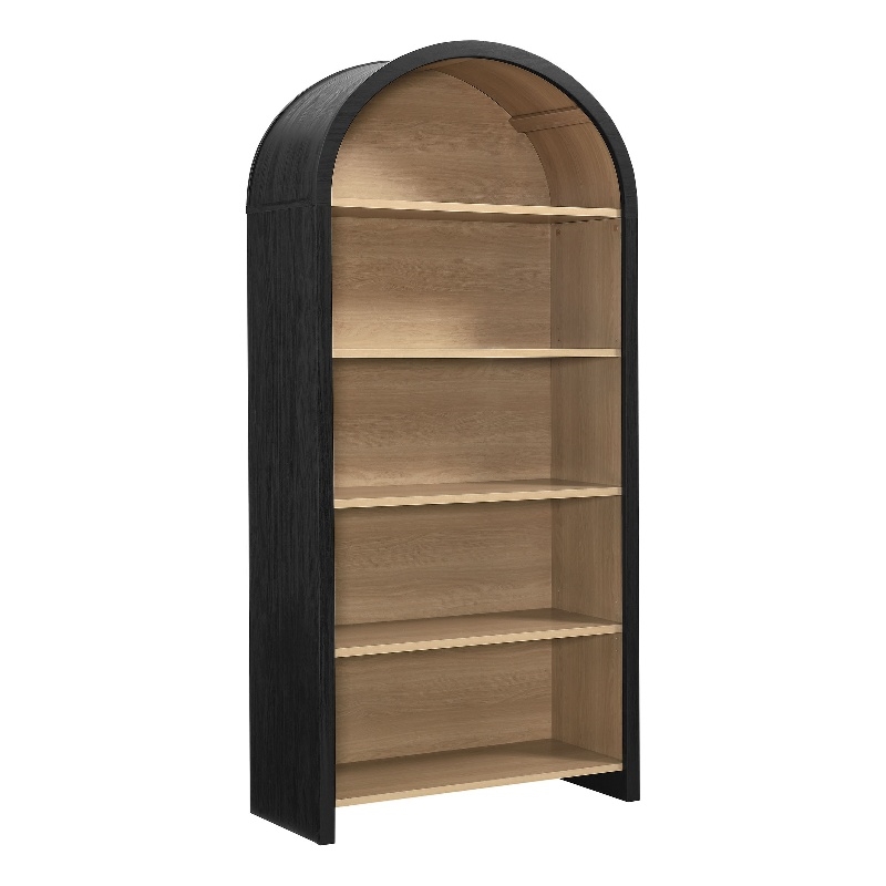 Scranton & Co Wide Arched 5-Tier Bookcase Display Cabinet in Black