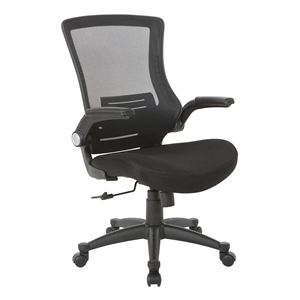 Scranton & Co Mesh Back Manager's Chair with PU Padded Flip Arms in Black