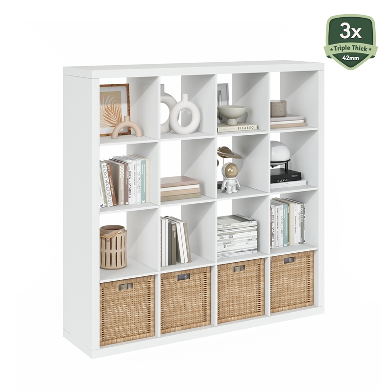 Scranton & Co 16-Cube Storage Organizer with Triple-Thick Frame in White