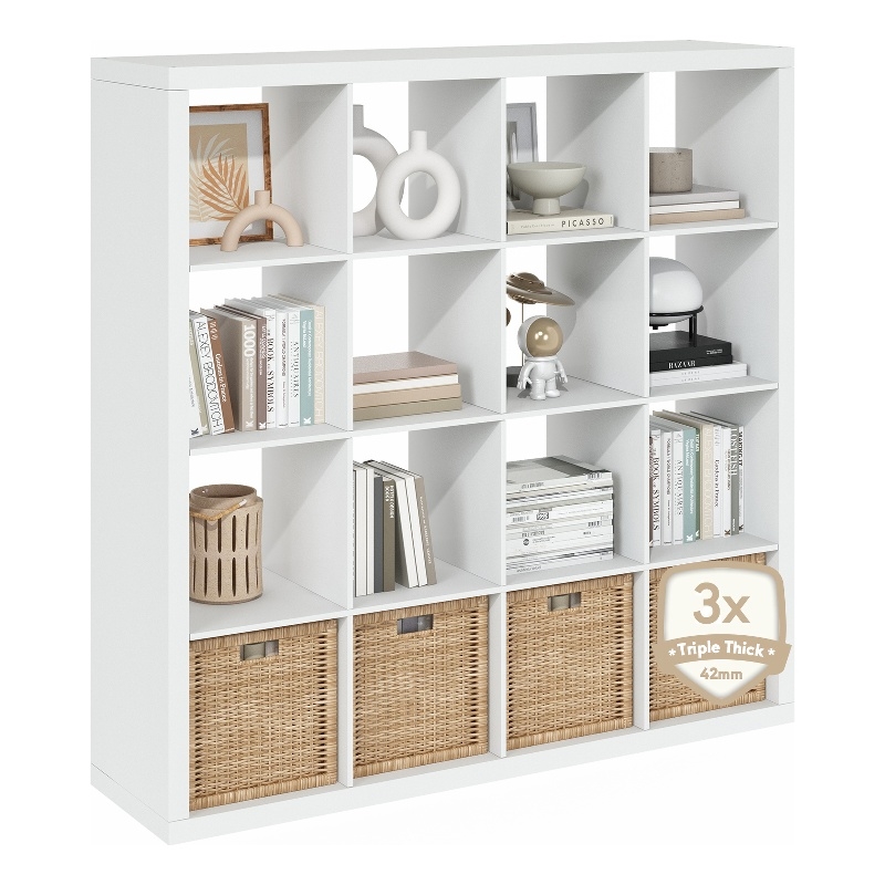 Scranton & Co 16-Cube Storage Organizer with Triple-Thick Frame in White