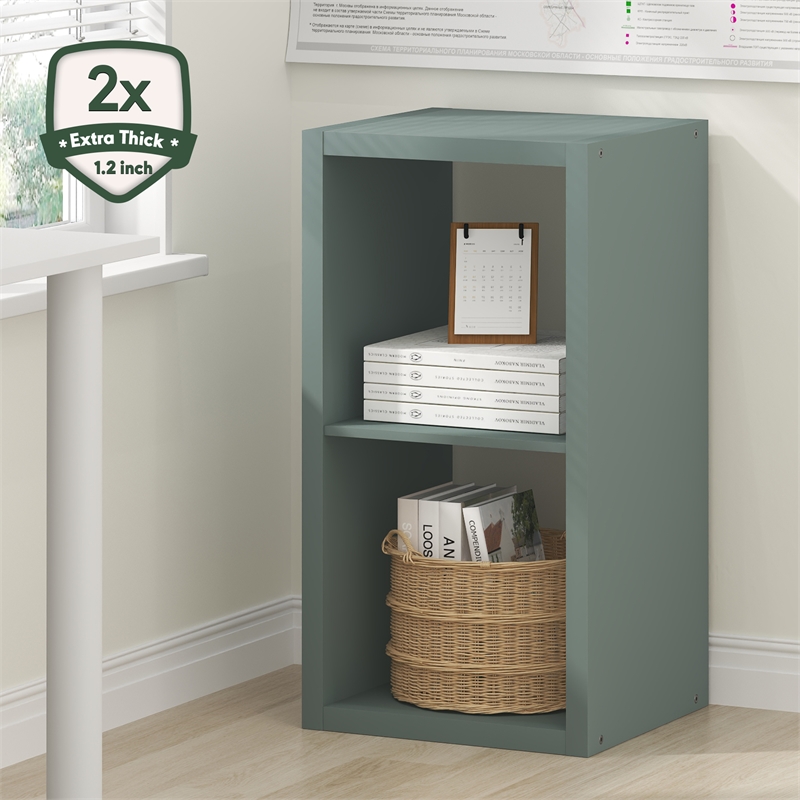 Scranton & Co Reversible 2-Cube Bookcase with Thick Frame in Sage Green