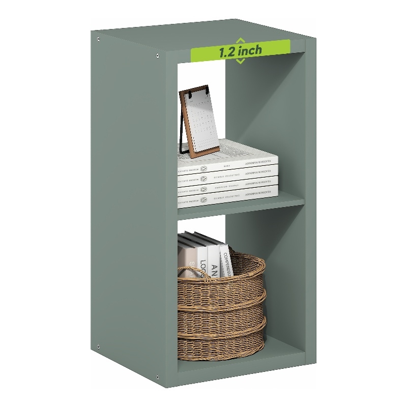 Scranton & Co Reversible 2-Cube Bookcase with Thick Frame in Sage Green