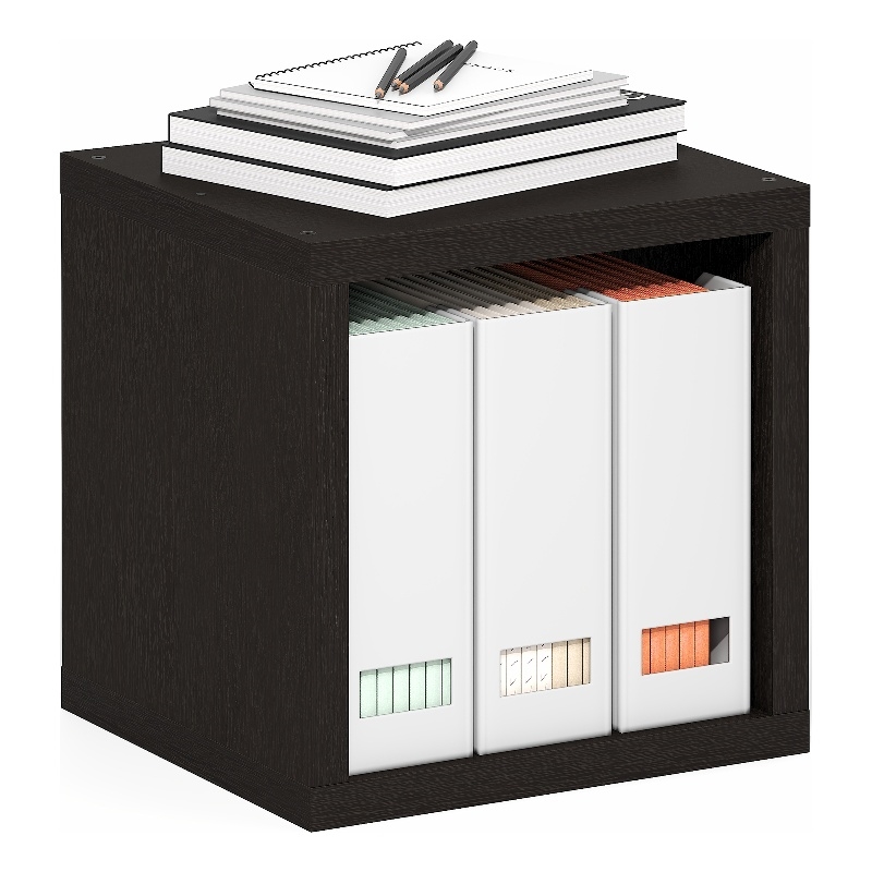 Scranton & Co Stackable 2-Tier Cube Bookcase with Open Back in Black Dark Oak