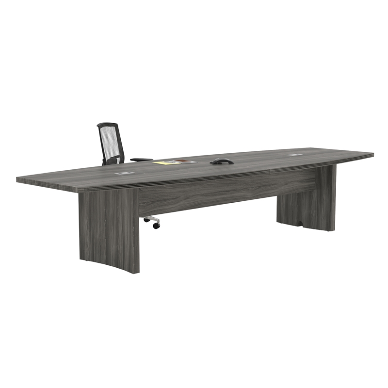 Scranton & Co 12 ft Boat-Shaped Conference Table in Gray Steel Laminate