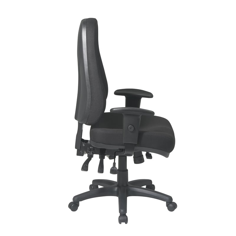 Scranton & Co High Back Multi Function Ergonomic Chair in Black Fabric