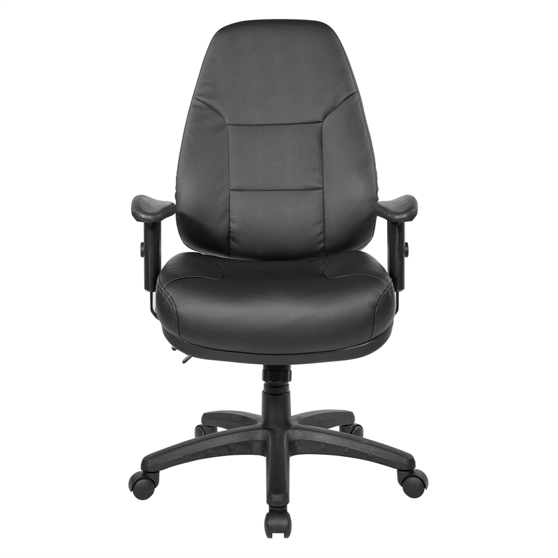 Scranton & Co Deluxe Multi-Function High Back Chair in Dillon Black Faux Leather