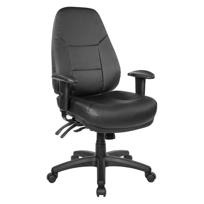 Scranton & Co Deluxe Multi-Function High Back Chair in Dillon Black Faux Leather