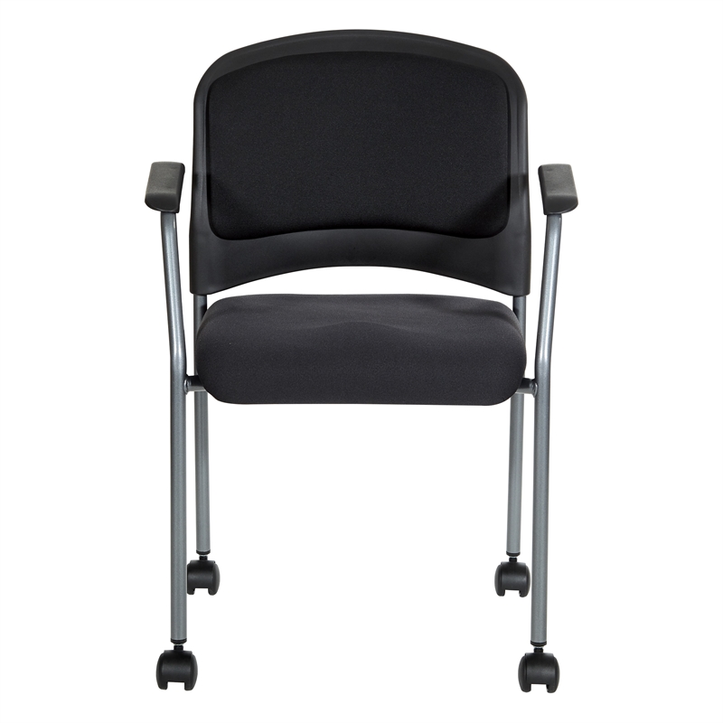 Scranton & Co Titanium Finish Rolling Visitors Chair with Casters in Black
