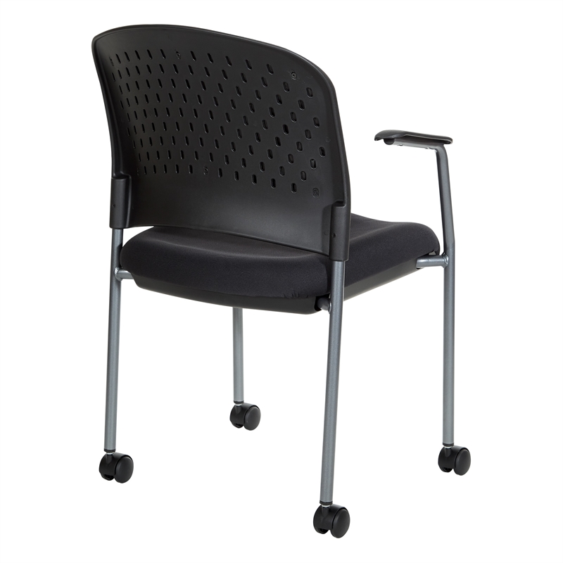Scranton & Co Titanium Finish Rolling Visitors Chair with Casters in Black