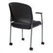 Scranton & Co Titanium Finish Rolling Visitors Chair with Casters in Black