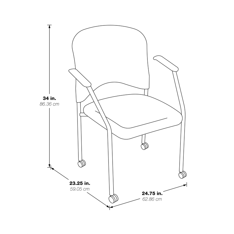 Scranton & Co Titanium Finish Rolling Visitors Chair with Casters in Black