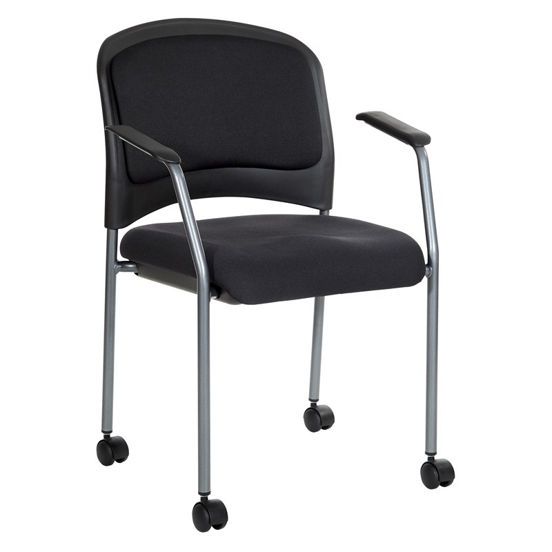 Scranton & Co Titanium Finish Rolling Visitors Chair with Casters in Black