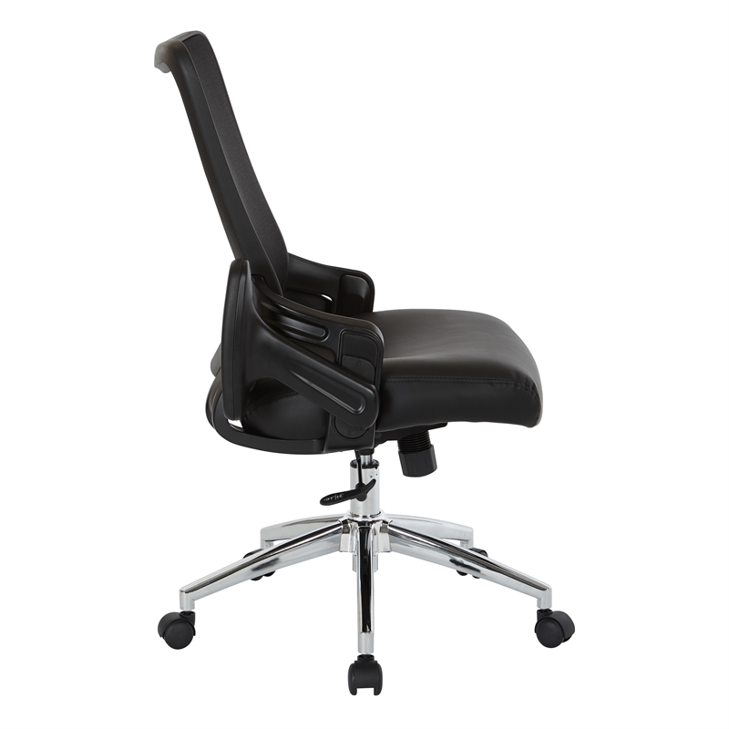Scranton & Co Black Bonded Leather Chair with Screen Back and Chrome Base