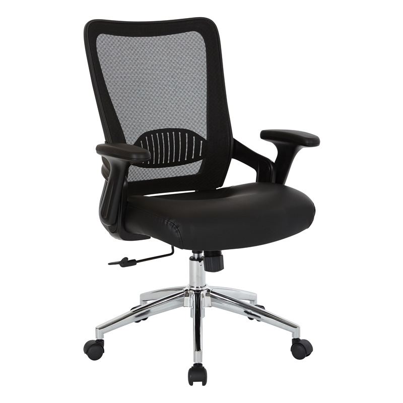 Scranton & Co Black Bonded Leather Chair with Screen Back and Chrome Base