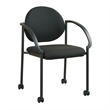 Scranton & Co Black Padded Fabric Stack Chair with Casters and Arms