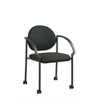 Scranton & Co Black Padded Fabric Stack Chair with Casters and Arms