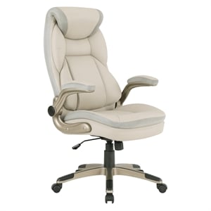Scranton & Co Executive Taupe Gray Bonded Leather Chair with Nylon Base