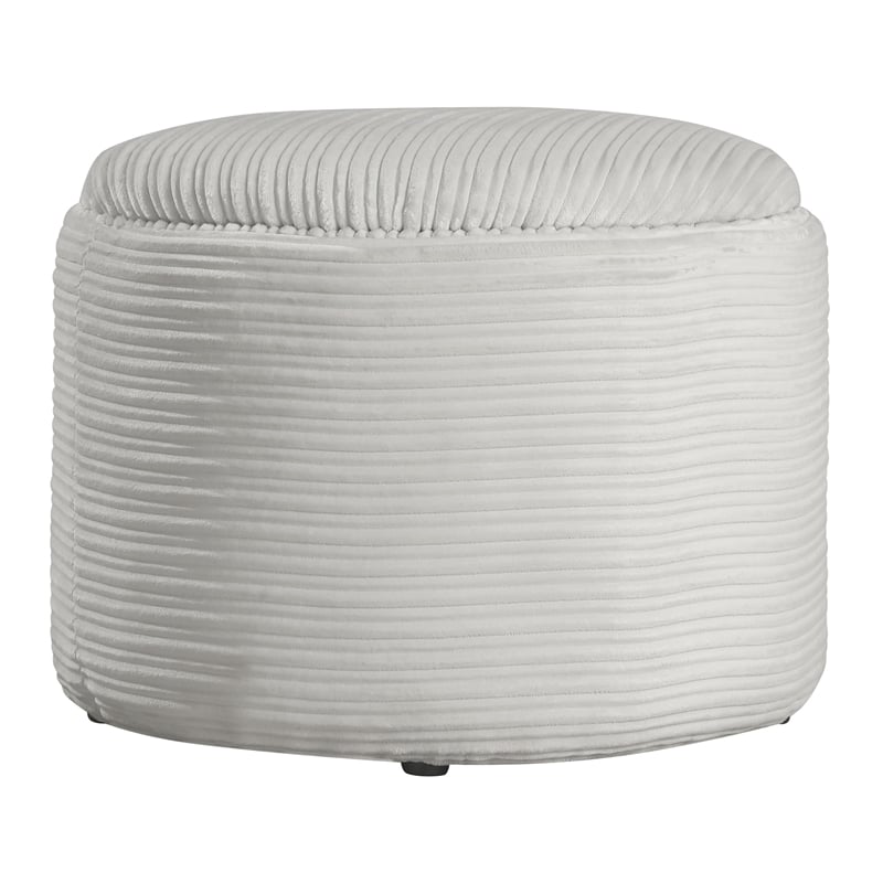 Scranton & Co Contemporary Round Storage Ottoman in Taupe Cord Fabric