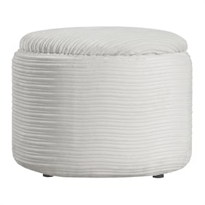 Scranton & Co Contemporary Round Storage Ottoman in Taupe Cord Fabric