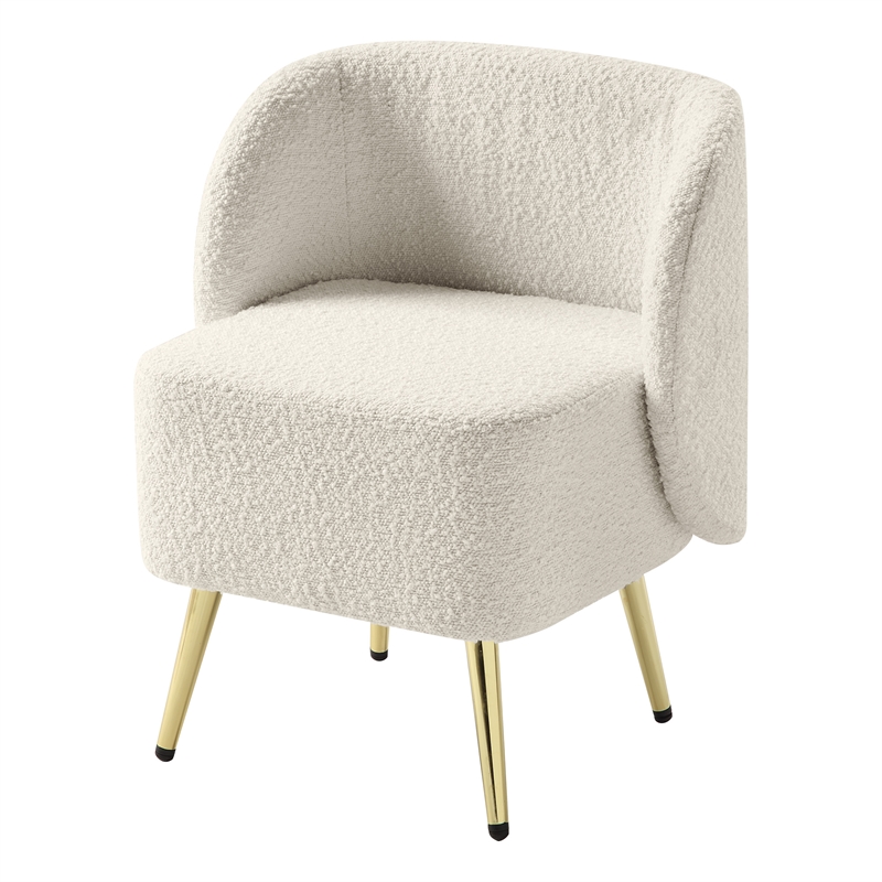 Scranton & Co Vanity Chair in Textured Cream Fabric with Gold Legs