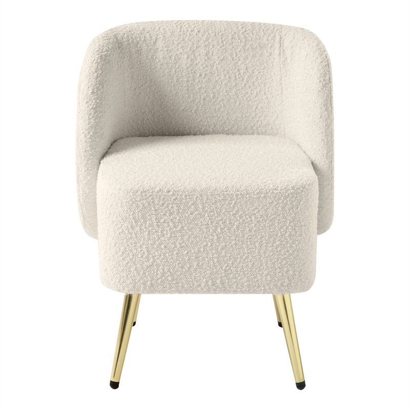 Scranton & Co Vanity Chair in Textured Cream Fabric with Gold Legs