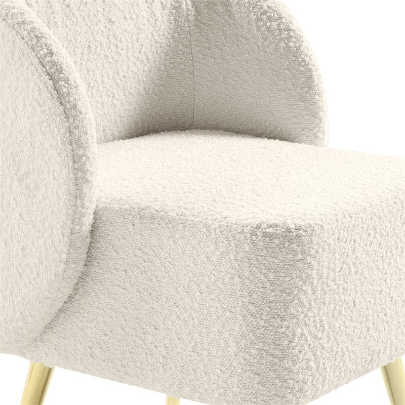 Scranton & Co Vanity Chair in Textured Cream Fabric with Gold Legs