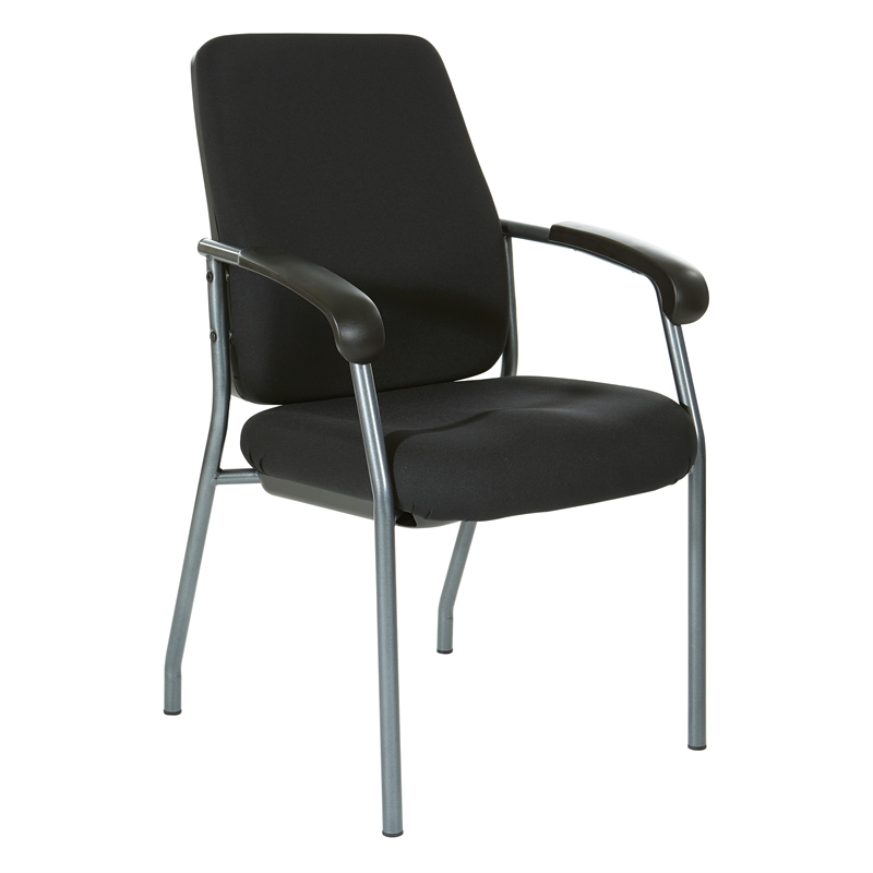 Scranton & Co High Back Guest Chair in Black Fabric with Titanium Frame