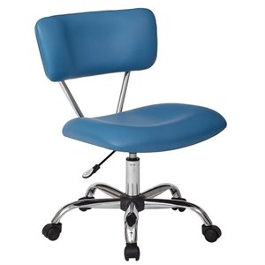 Scranton & Co Task Office Chair in Blue Faux Leather with Chrome Base