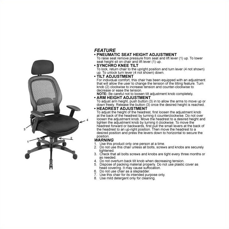 Scranton & Co Matrex Back Executive Office Chair with Mesh Seat