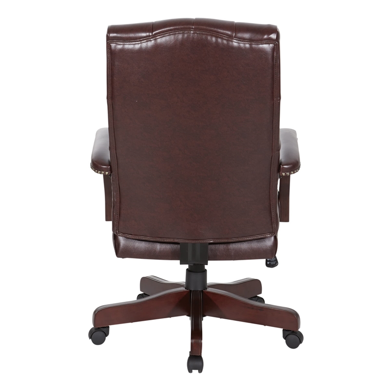Scranton & Co Oxblood Vinyl Traditional Executive Chair with Padded Arms