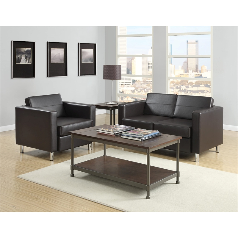 Scranton & Co Club Barrel Arm Chair in Espresso Faux Leather