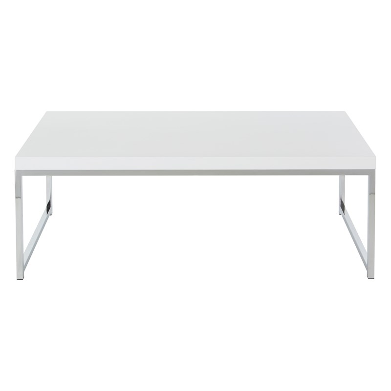 Scranton & Co White Coffee Table in Engineered Wood with Chrome Legs