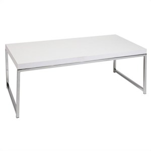 Scranton & Co White Coffee Table in Engineered Wood with Chrome Legs