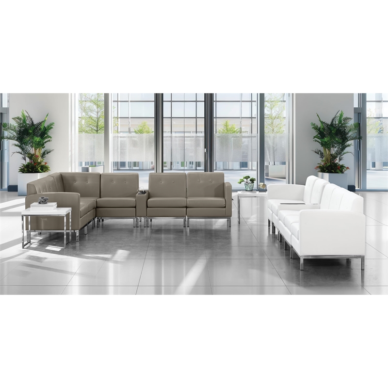 Scranton & Co Contemporary Right Facing Faux Leather Arm Chair in Gray