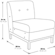 Scranton & Co Armless Chair in Smoke Gray Faux Leather with Chrome Base