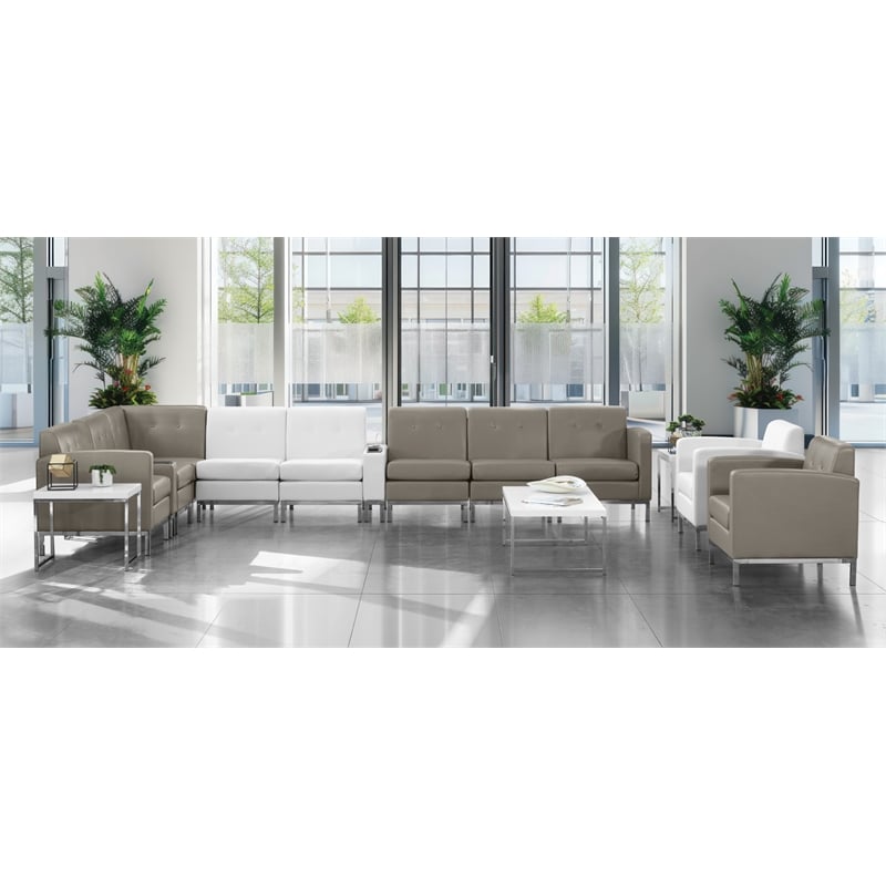 Scranton & Co Left Facing Faux Leather Arm Chair in Smoke Gray