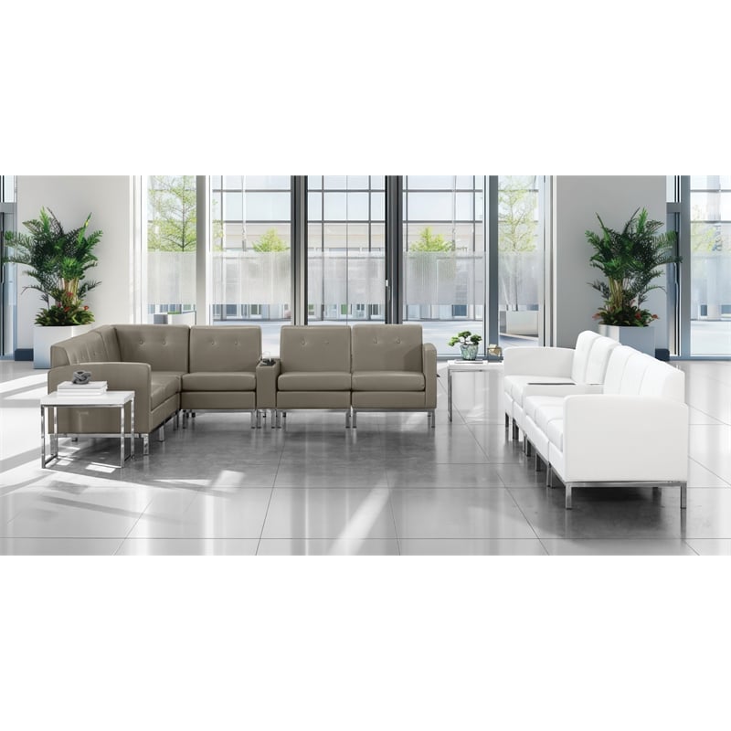 Scranton & Co Left Facing Faux Leather Arm Chair in Smoke Gray