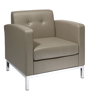 Scranton & Co Smoke Gray Faux Leather Club Arm Chair with Chrome Base