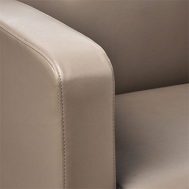 Scranton & Co Smoke Gray Faux Leather Club Arm Chair with Chrome Base