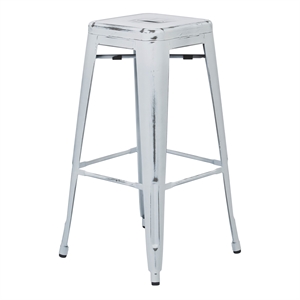 Scranton & Co 30&quot Antique Metal Barstool in White Finish - Set of 4