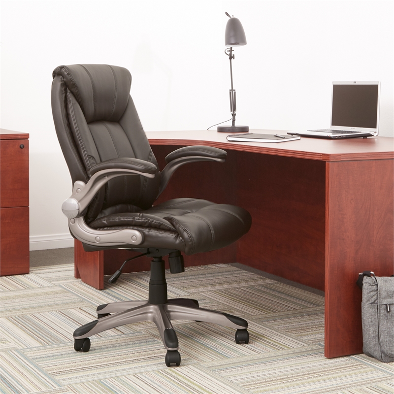 Scranton & Co Faux Leather Mid Back Manager's Chair in Cocoa Brown