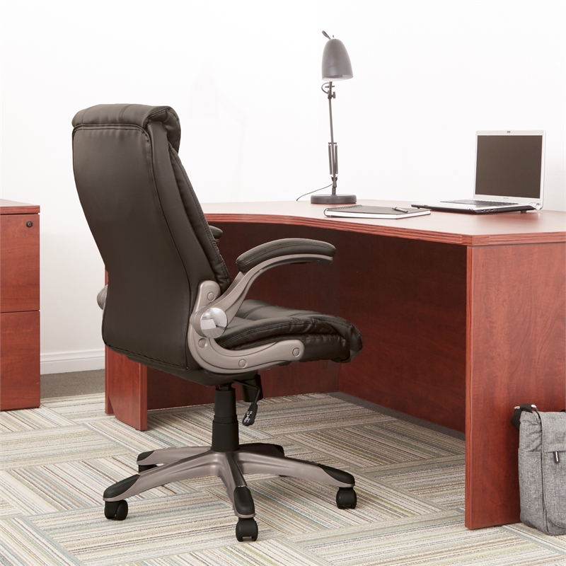Scranton & Co Faux Leather Mid Back Manager's Chair in Cocoa Brown